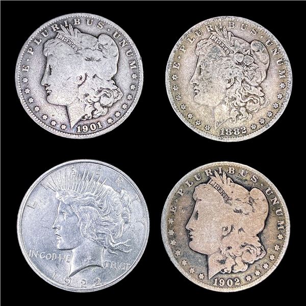 [4] Varied US Silver Dollars [1882-O/S, 1901-S, 19