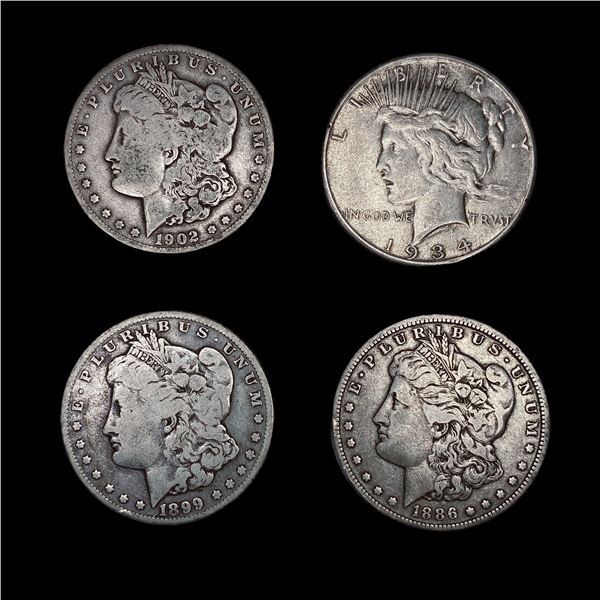 [4] US Silver Dollars (1886-O, 1899-O, 1902-S, 193