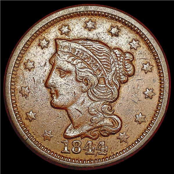 1844 Braided Hair Large Cent NEARLY UNCIRCULATED