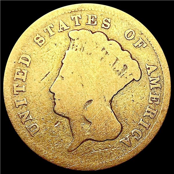 1857-S $3 Gold Piece NICELY CIRCULATED