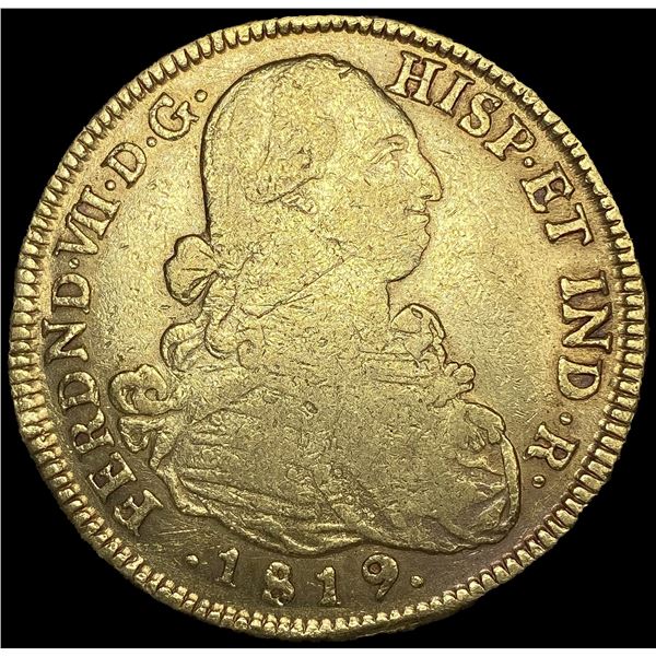 1819 Colombia .7615oz Gold 8 Escudos LIGHTLY CIRCU