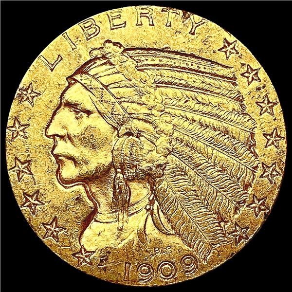 1909-D $5 Gold Half Eagle CLOSELY UNCIRCULATED