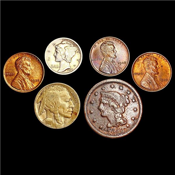 [6] Varied US Coinage [1855, 1916, 1917, [3] 1928]