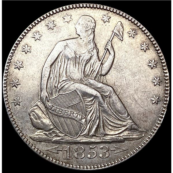1853 Arws & Rays Seated Liberty Half Dollar UNCIRC