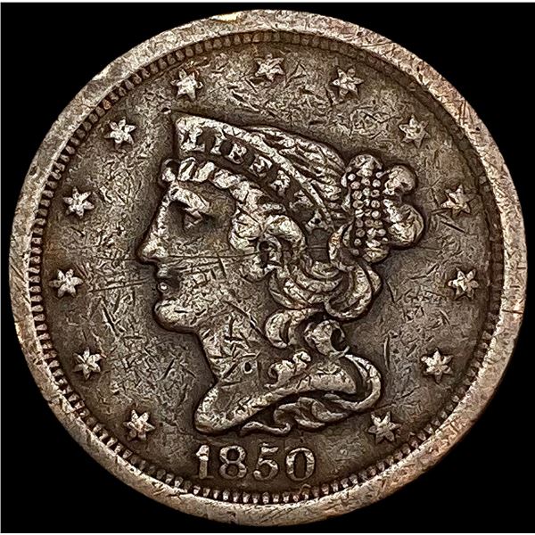 1850 Braided Hair Half Cent LIGHTLY CIRCULATED