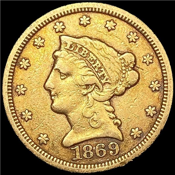 1869 $2.50 Gold Quarter Eagle NICELY CIRCULATED