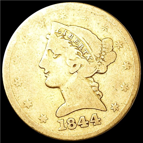 1844 $5 Gold Half Eagle NICELY CIRCULATED