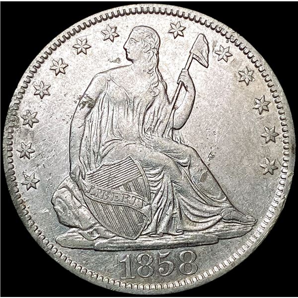 1858-O Seated Liberty Half Dollar CLOSELY UNCIRCUL