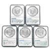Image 2 : 2019 US Silver Eagles [5 Coins] NGC MS69-70 1st Da