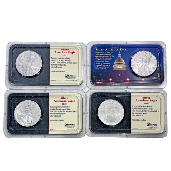 2000-2001 US Silver Eagles in Littleton Holders [4