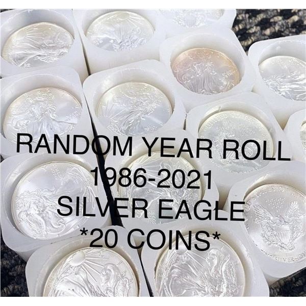 1986-2021 Silver Eagle Roll RANDOM YEAR Gem BU