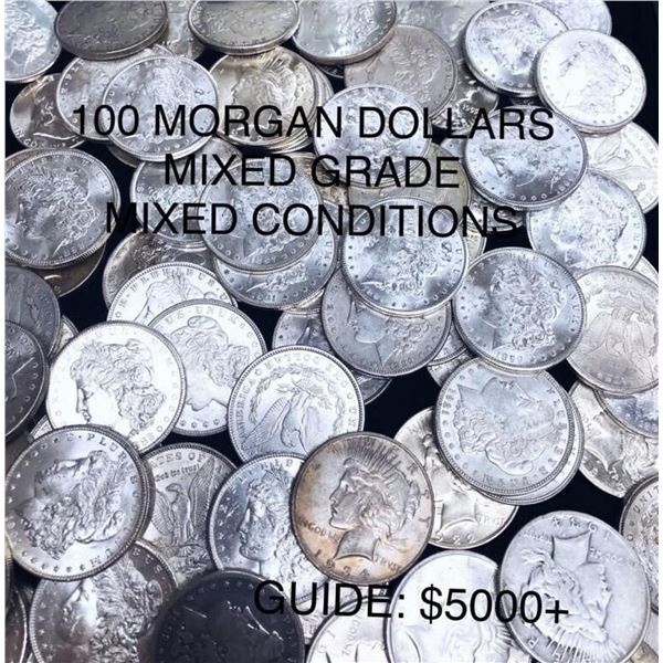 (100) Silver Morgan Dollars -Mixed Dates/Condition