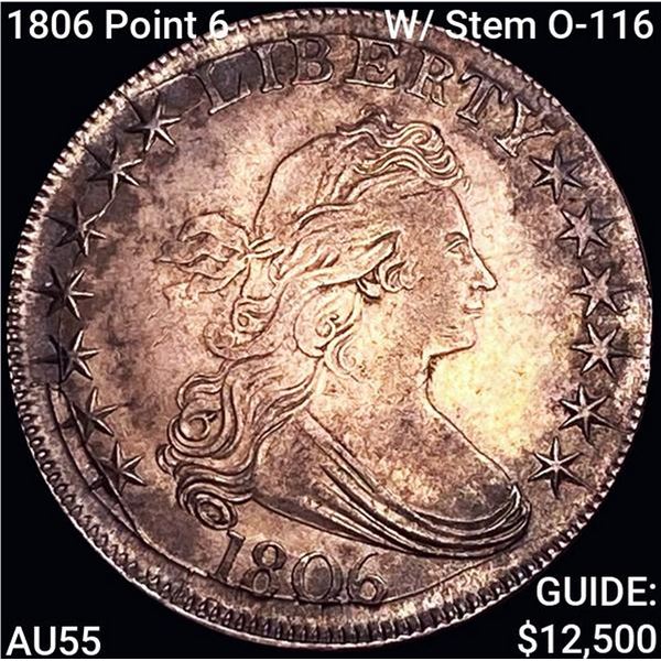 1806 Point 6 W/ Stem O-116 Draped Bust Half Dollar AU