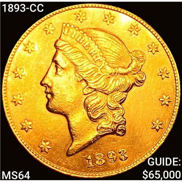 1893-CC $20 Gold Double Eagle CHOICE BU