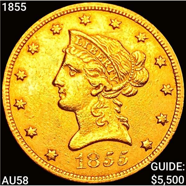 1855 $10 Gold Eagle CHOICE AU