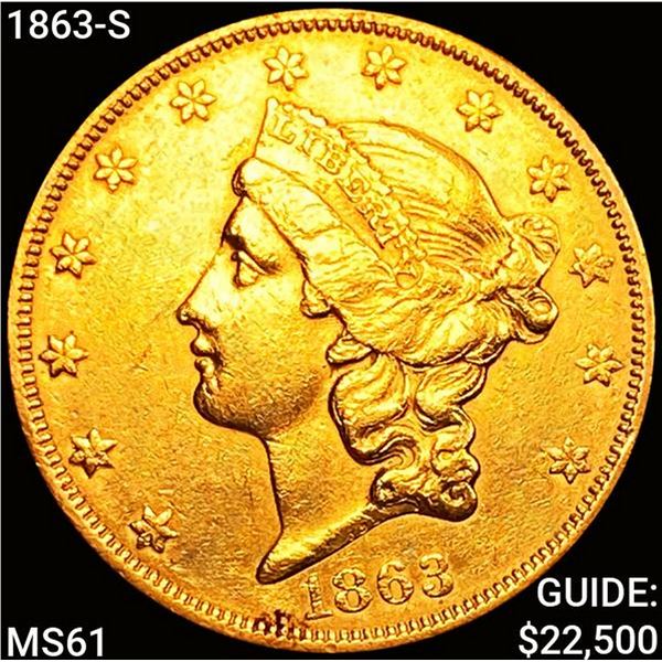 1863-S $20 Gold Double Eagle UNCIRCULATED