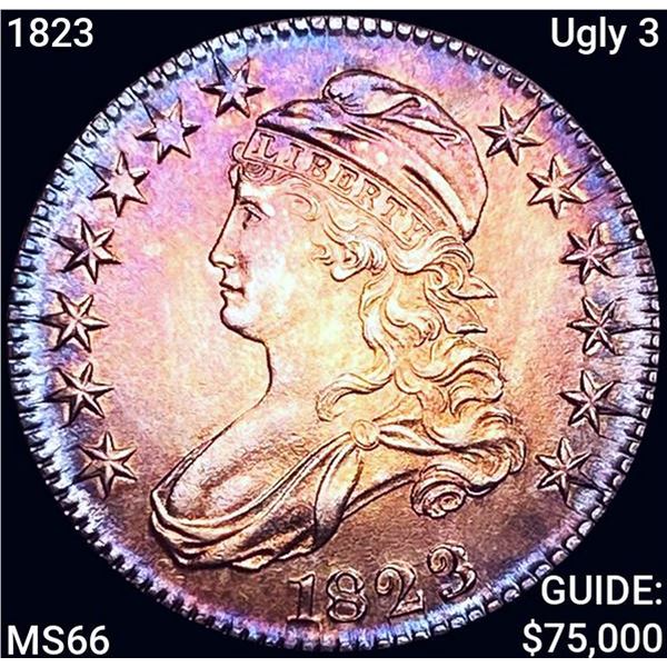 1823 Ugly 3 Capped Bust Half Dollar GEM BU