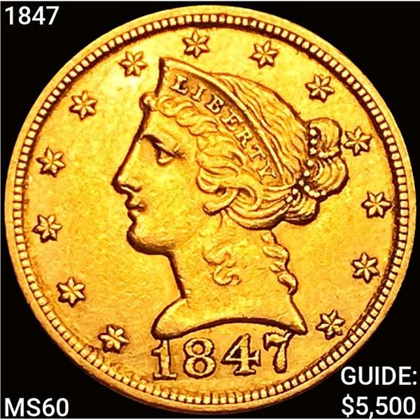 1847 $5 Gold Half Eagle UNCIRCULATED