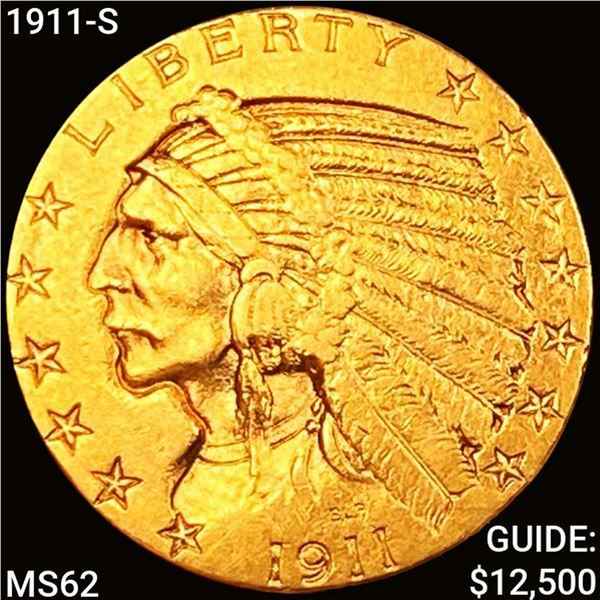 1911-S $5 Gold Half Eagle UNCIRCULATED