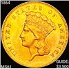 Image 1 : 1864 $3 Gold Piece UNCIRCULATED