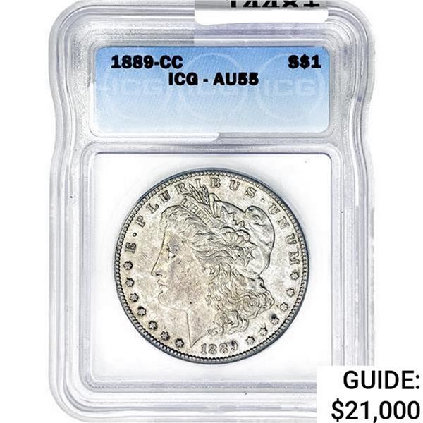 1889-CC Morgan Silver Dollar ICG AU55