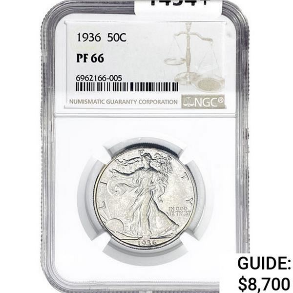 1936 Walking Liberty Half Dollar NGC PF66