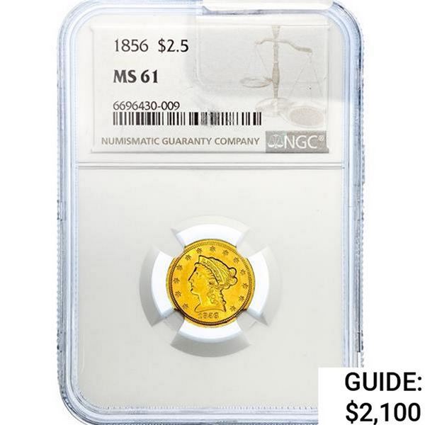 1856 $2.50 Gold Quarter Eagle NGC MS61