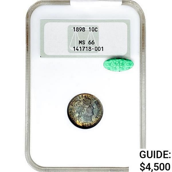 1898 CAC Barber Dime NGC MS66