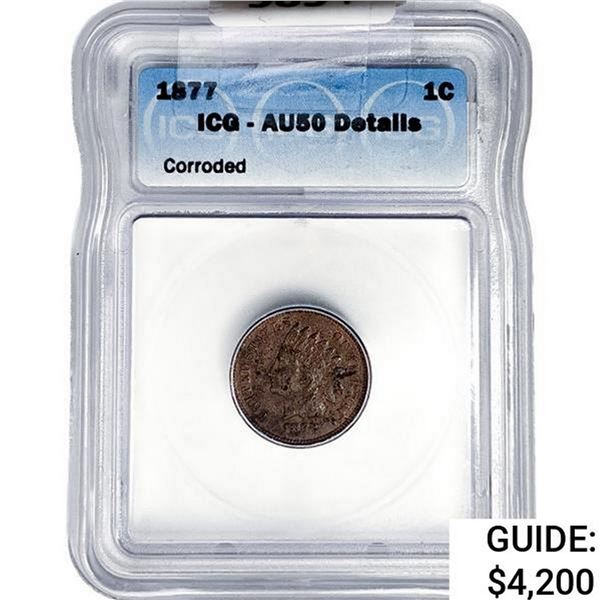 1877 Indian Head Cent ICG AU50 Details