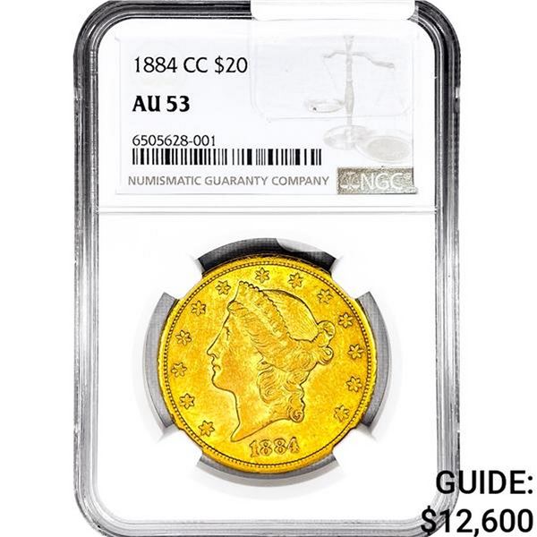 1884-CC $20 Gold Double Eagle NGC AU53