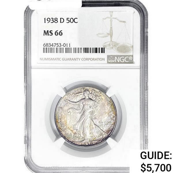 1938-D Walking Liberty Half Dollar NGC MS66