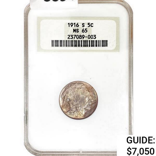 1916-S Buffalo Nickel NGC MS65