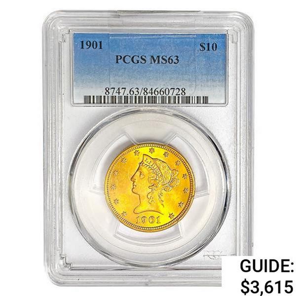 1901 $10 Gold Eagle PCGS MS63