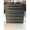 Image 2 : 2 SMALL GREY METAL 3 DRAWER PARTS CABINETS (1) FILLED W/ASSORTED DRILL BITS