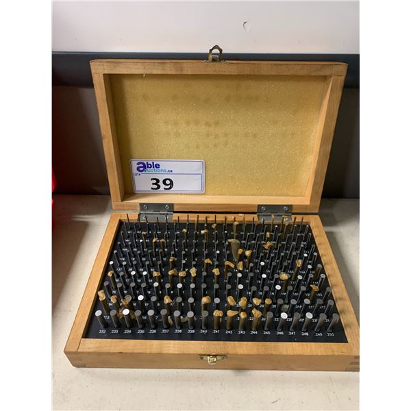 MACHINIST PIN GAUGE SET W/WOODEN BOX (COMPLETE SET .061-.250)