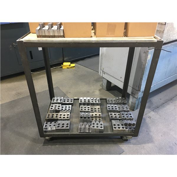 MOBILE METAL WORK CART - APPROX. 2 1/2FT ACROSS X 1 1/2FT WIDE X 3FT HIGH