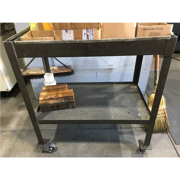 MOBILE METAL WORK CART - APPROX. 2 1/2FT ACROSS X 1 1/2FT WIDE X 3FT HIGH