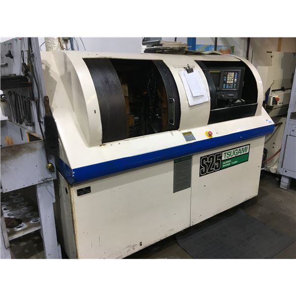 *H/C* TSUGAMI S25 CNC LATHE W/SUB-SPINDLE-FANUC CONTROLLER, 5 AXIS SWISS TURN, 12FT IEMCA BAR FEEDER