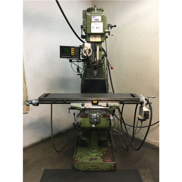*H/C* FIRST MANUAL MILLING MACHINE -4FT TABLE BED, 3 HP SPINDLE MOTOR, DIGITAL READOUT,