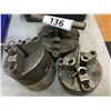 Image 1 : GROUP OF 3 LATHE CHUCKS -(1) 4 JAW (2) 3 JAW 5" CHUCKS