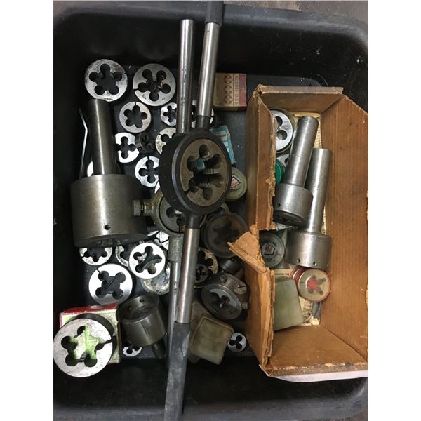 BOX OF ASSORTED THREAD CUTTING DIES