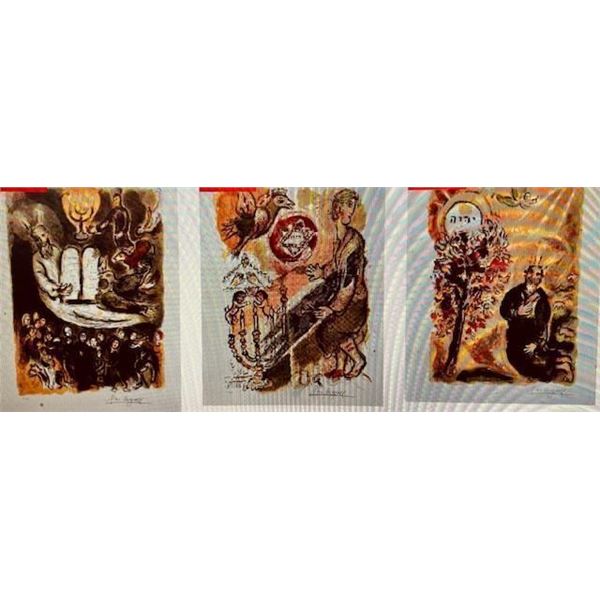 MARC CHAGALL  EXODUS  TRIPTYCH- LTD EDITION SIGNED LITHOGRAPHS SET OF 3