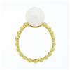 Image 7 : 18k Yellow Gold 10.50mm Cultured Pearl Solitaire Round Bezel Diamond Beaded Ring