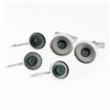 Image 1 : Estate Men's 14k White Gold Round Black Pearl Cuff Links & 3 Button Stud Set