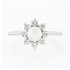 Image 4 : NEW Classic 18k White Gold 5.25mm Pearl 0.40 ctw Round Diamond Flower Cluster Ri