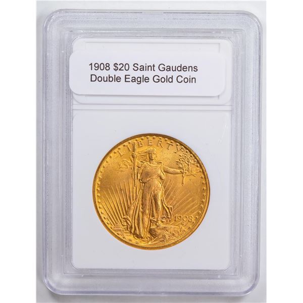 1908 $20 Saint Gaudens Double Eagle Gold Coin