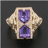 Image 2 : 14K Rose Gold 1.80 ctw Amethyst W/ Diamond & Filigree Milgrain Etched Dinner Rin