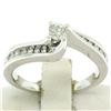 Image 6 : 14k White Gold 0.55 ctw Round Diamond Channel & Solitaire Twist Swirl Bypass Rin