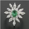 Image 2 : Vintage 18k White Gold 2.24 ctw Pear Emerald Marquise Diamond Spray Cocktail Rin