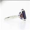 Image 5 : Vintage 18K Gold Large Oval Amethyst w/ Trillion Rhodolite Garnet 3 Stone Ring